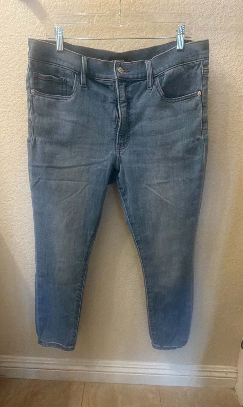 Express Skinny Mid Rise Jeans Size 14R Blue Denim